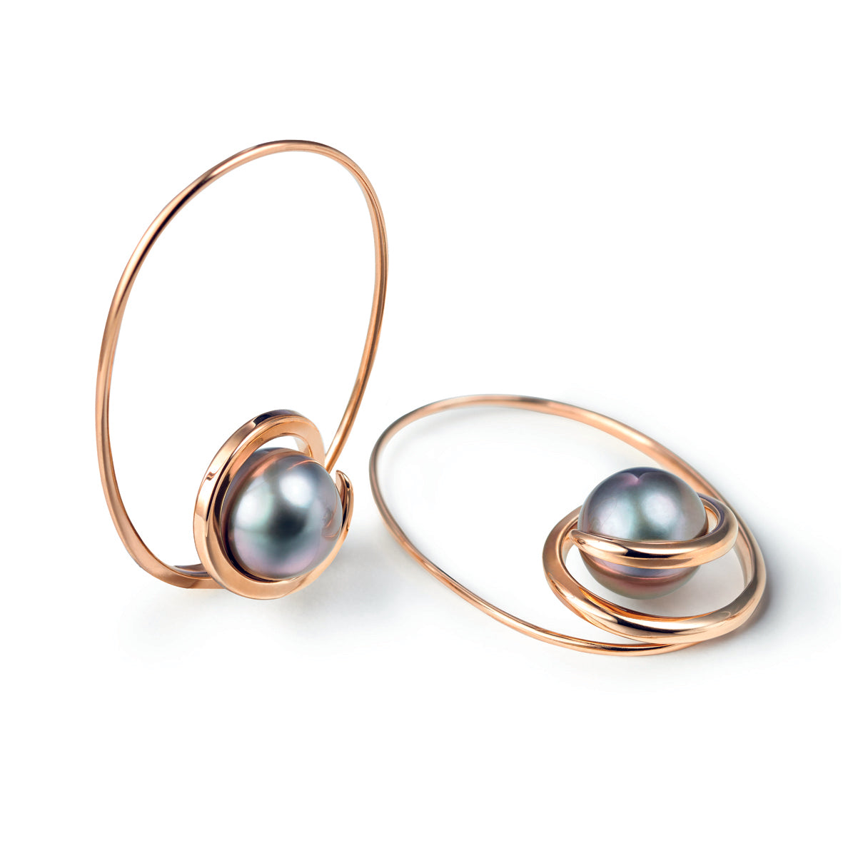 Aquarius Earrings with Tahiti Pearl Red Gold