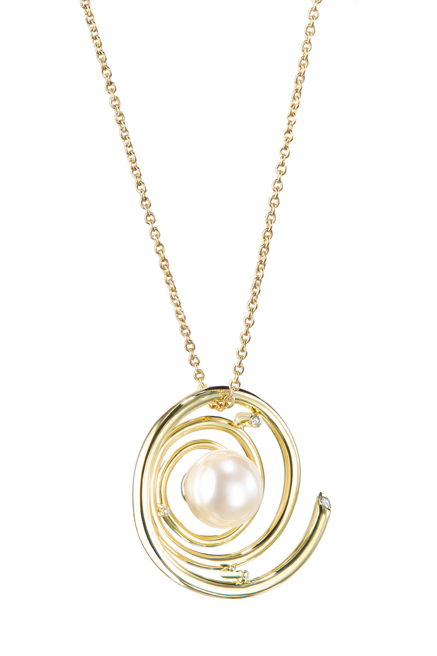 Camelopardalis Pendant with Akoya Pearls & Brillians Yellow Gold