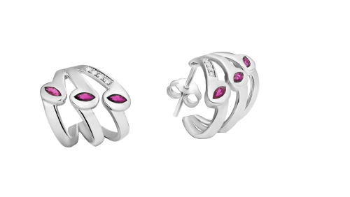 Pisces Earrings with Ruby White Gold