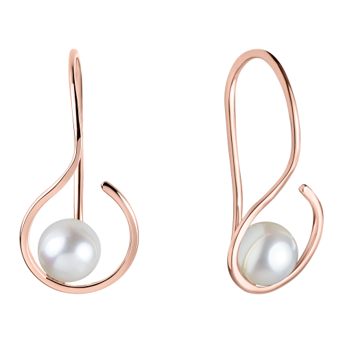 Virgo Earrings with Akoya Pearls Red Gold